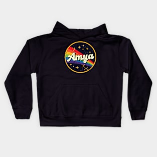 Amya // Rainbow In Space Vintage Grunge-Style Kids Hoodie